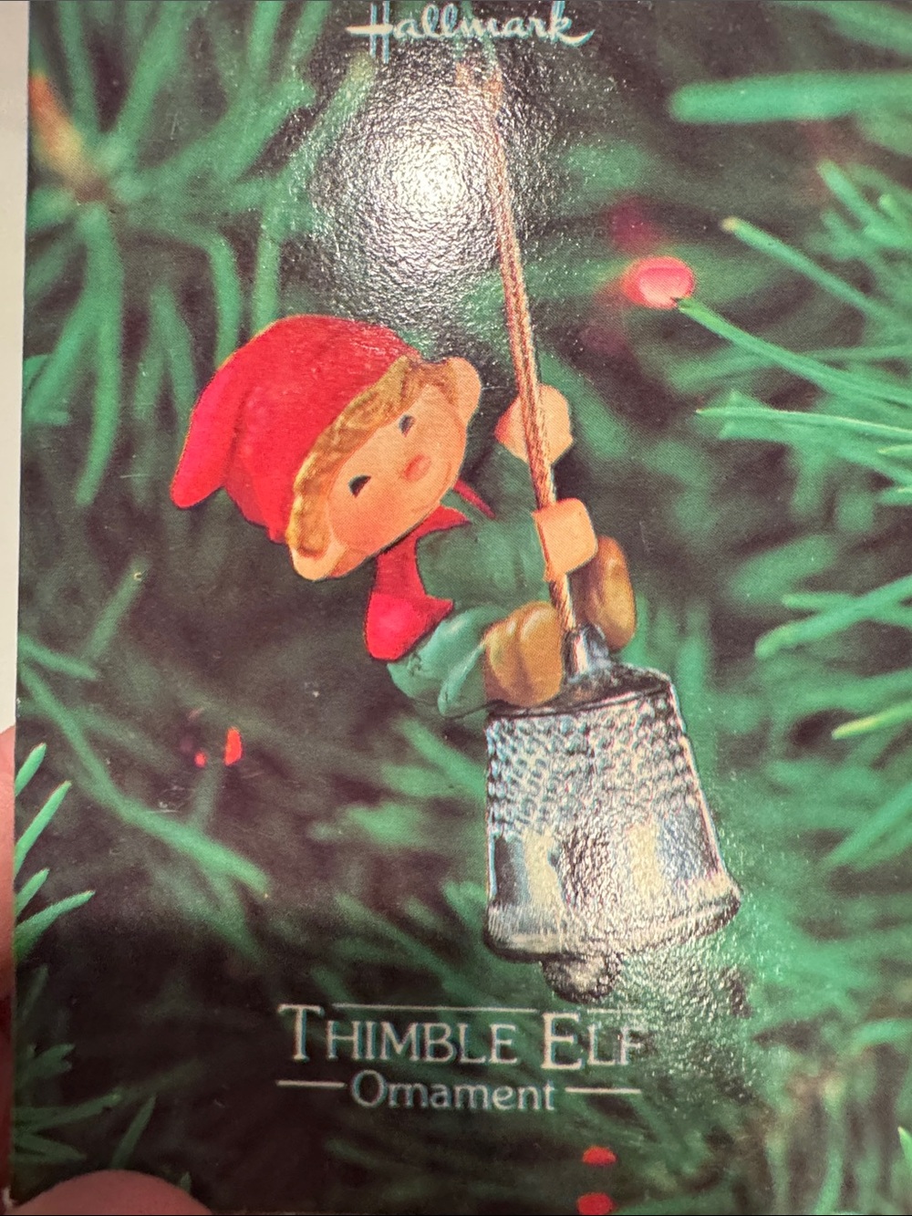 Hallmark Thimble Elf Christmas Ornament 80s Vintage